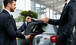 A traveller handing over car keys at the terminal